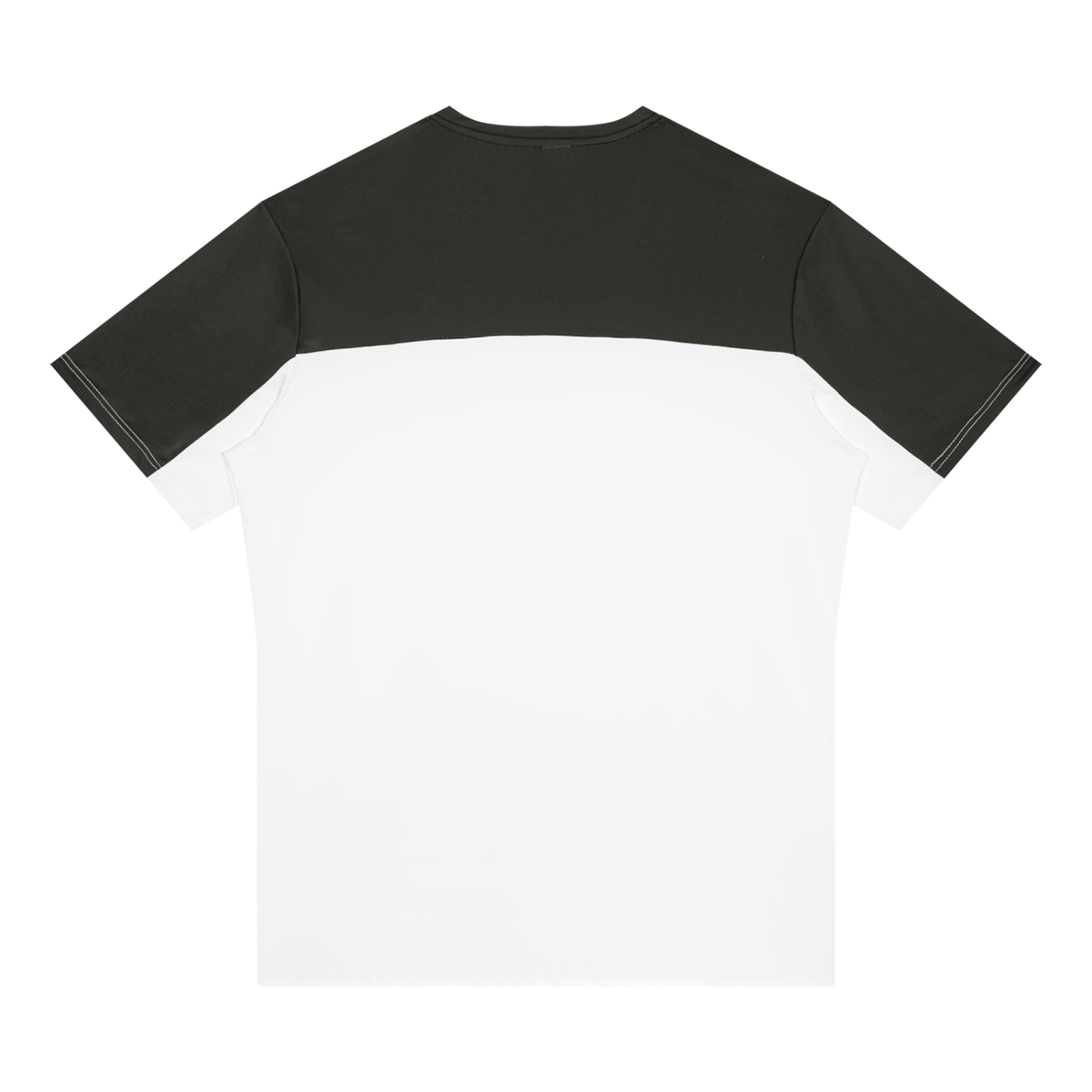 Black performance t-shirt with white lower panel and crew neck
