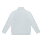 Light blue stand-collar jacket, full-zip back with raglan seams
