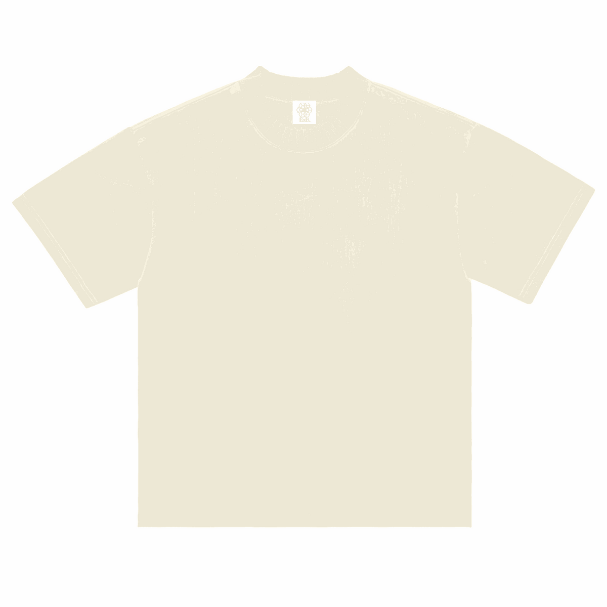 Apricot heavyweight knit crew-neck T-shirt, short sleeves, ribbed collar and hem
