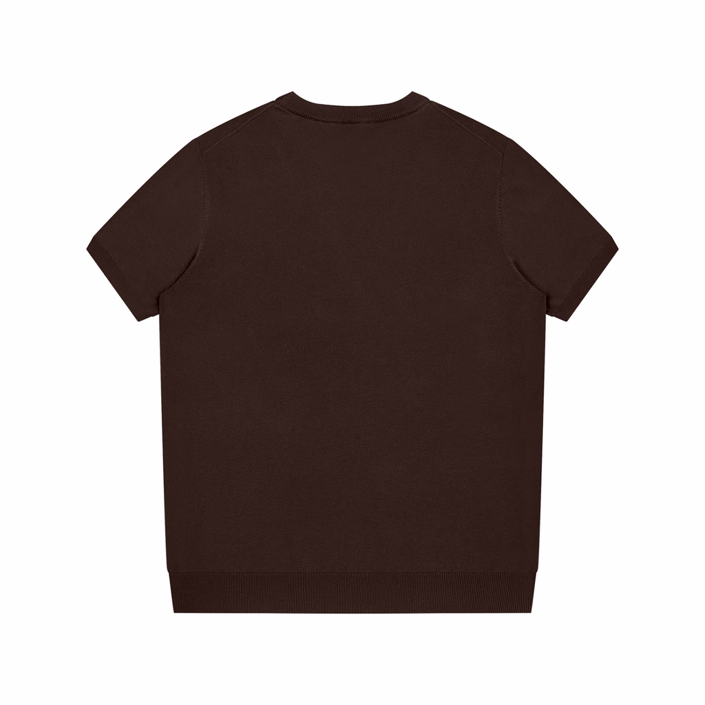 Unisex crewneck knit T-shirt, brown, back view