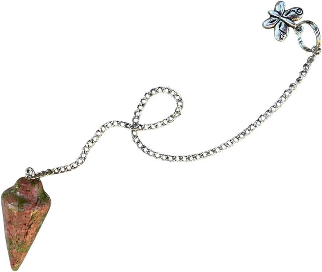 Natural Unakite pendulum or Pure 925 silver necklace