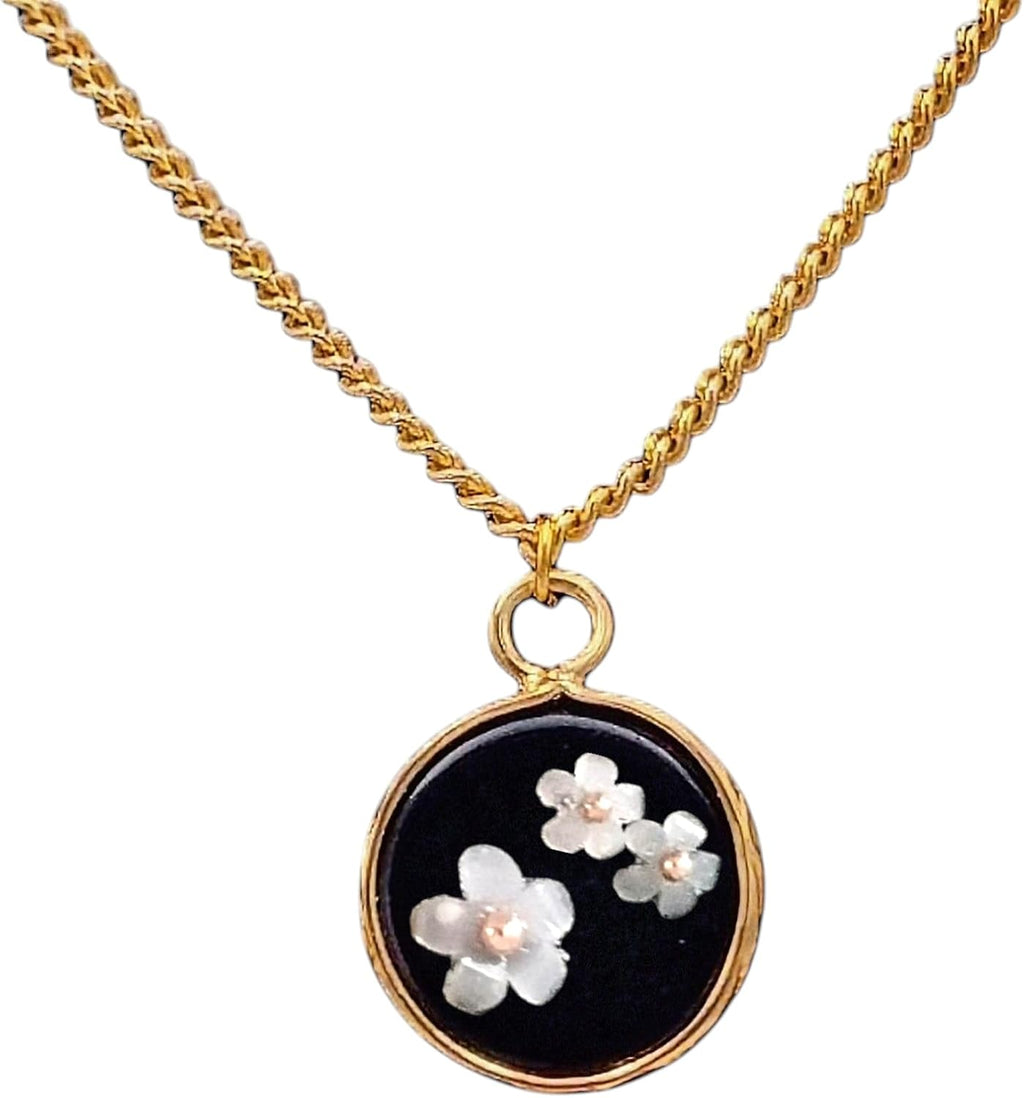 Natural Stone Necklace with Color Changing Floral Design, 18K Gold Plated, Black Obsidian, Amazonite, Rose Quartz, UV Reactive, Festival Jewlery, Gift For Daughter, Mother, Sister, Wife