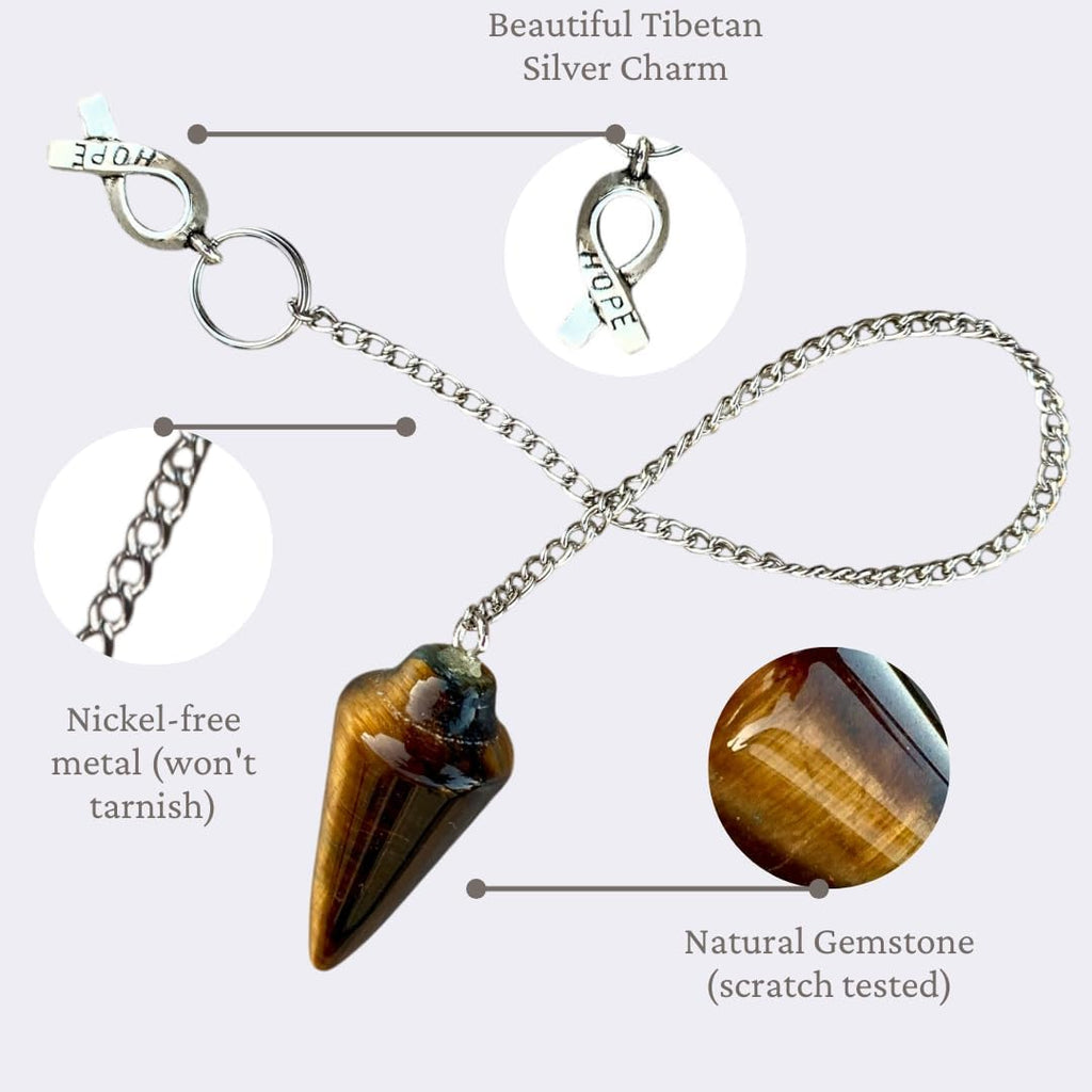 Natural Tigers Eye Pendulum with Mystery Charm | Bag Charm
