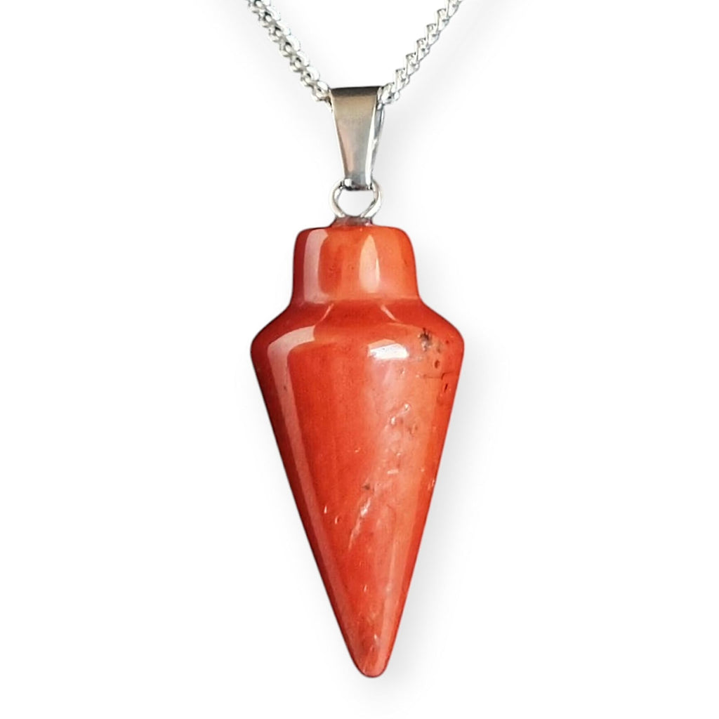Natural Healing Crystal Pendant Necklace, Mixed Colors, Silver Chain, Cone Shape, Gemstone Point Collection