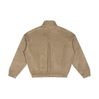 Unisex plaid quarter-zip sweatshirt, khaki, back view