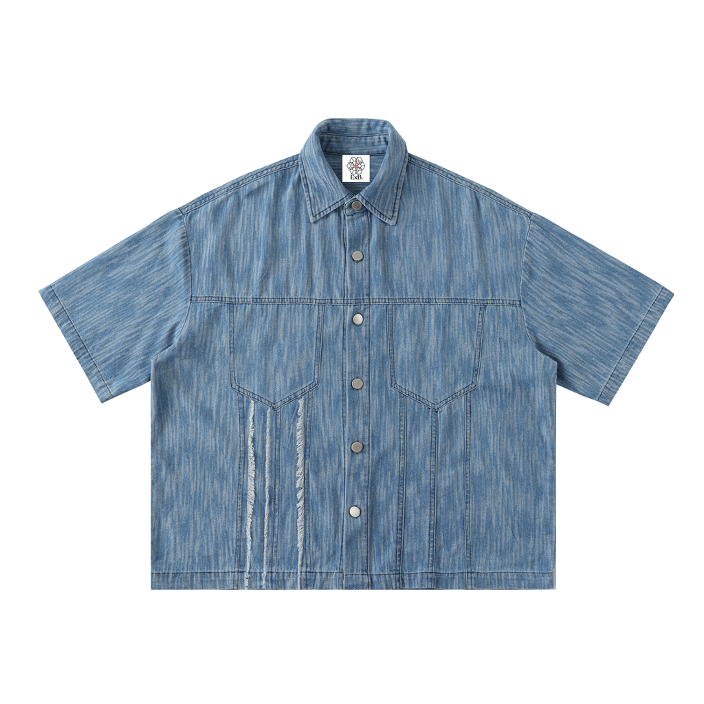 Distressed Wash Short-Sleeve Shirt