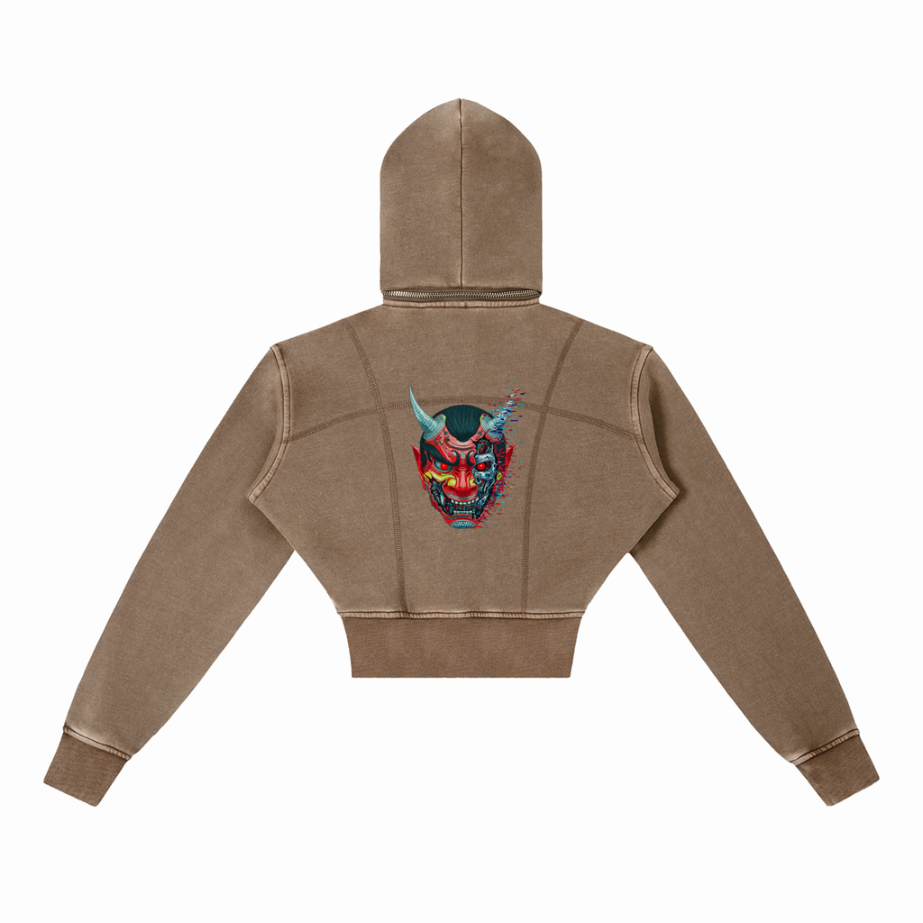 Vintage Washed Cropped Fleece Hoodie