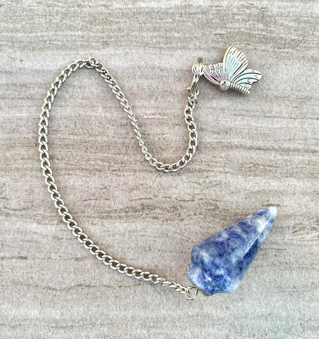 Natural Gemstone Smooth Conical Crystal Pendulum with Mystery Charm | Bag Charm