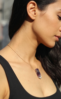 Natural Amethyst Bar 18k Gold Necklace