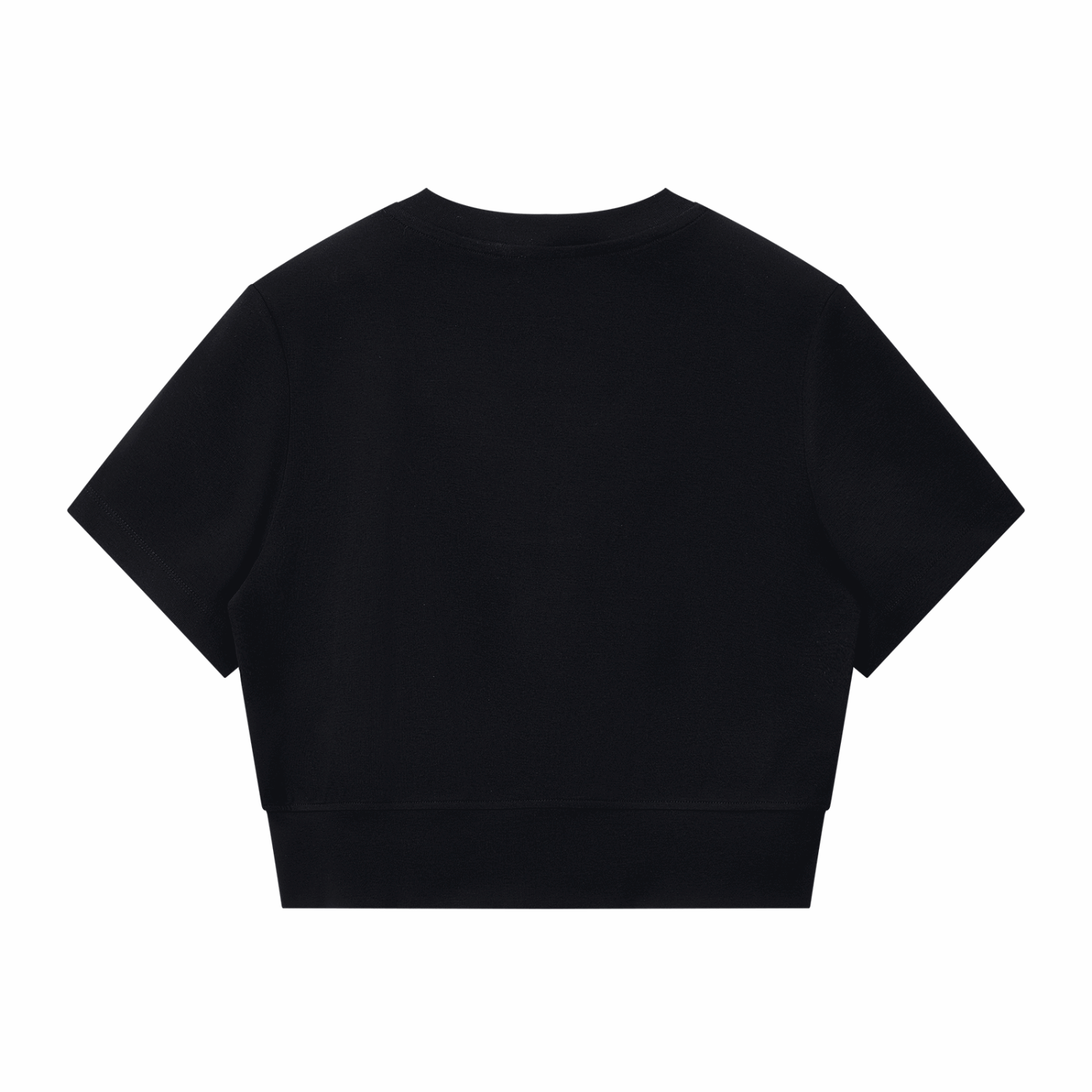 Black paneling full-zip T-shirt with short sleeves and back seam detail