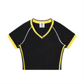 Contrast Trim V-Neck Crop T-Shirt