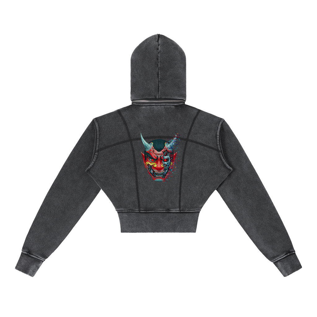 Vintage Washed Cropped Fleece Hoodie