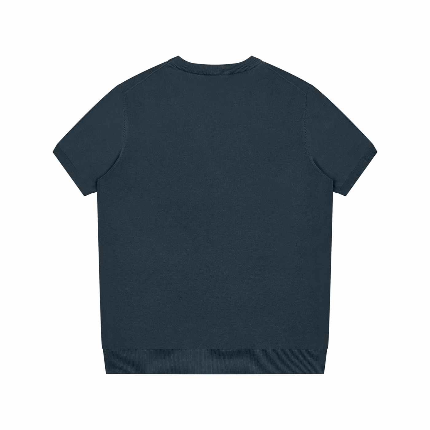 Unisex crewneck knit T-shirt, gray blue, back view