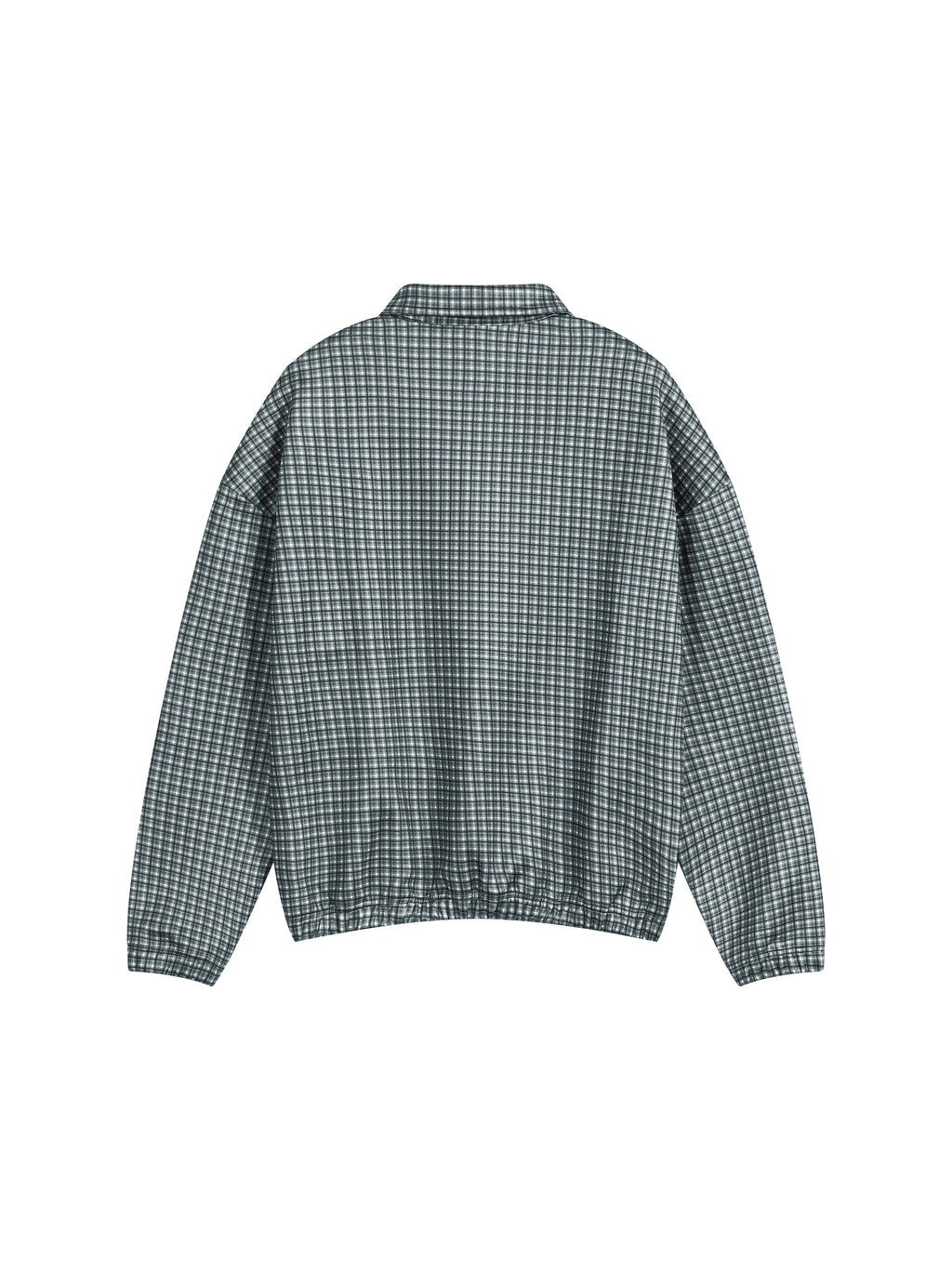 Plaid quarter-zip sweatshirt in dark green, back view