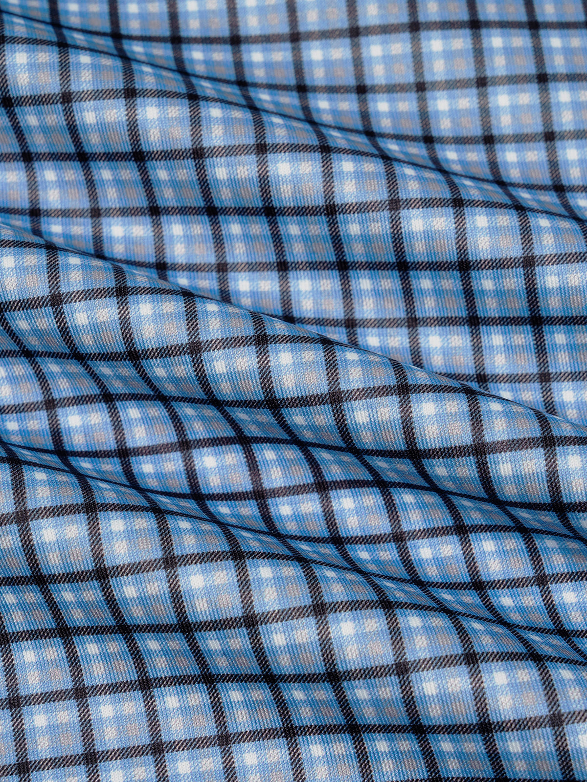 Sky blue plaid fabric texture with crisscross grid pattern