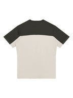Charcoal performance t-shirt with beige lower panel and crew neck