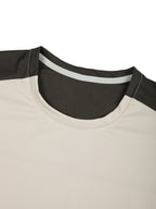 Crew neck color-block performance T-shirt with dark charcoal collar trim
