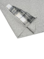 Heather gray unisex T-shirt with plaid paneled shoulder sleeve