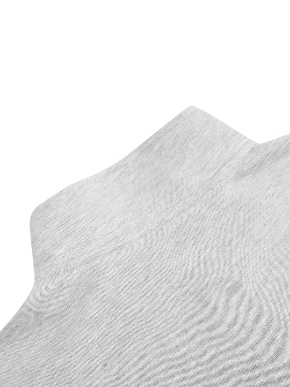 Light gray sweatshirt fabric with ribbed collar and cropped silhouette
