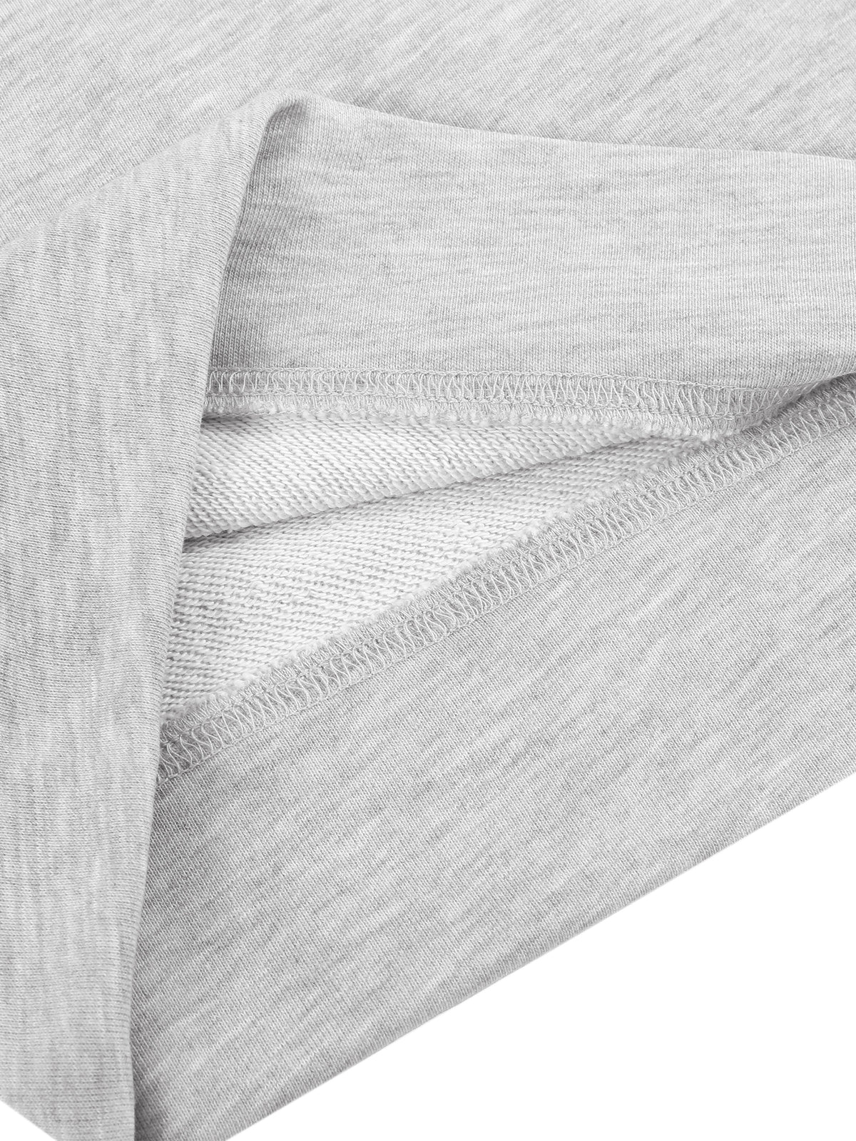 Light gray quarter-zip sweatshirt cuff and hem with ribbed trim