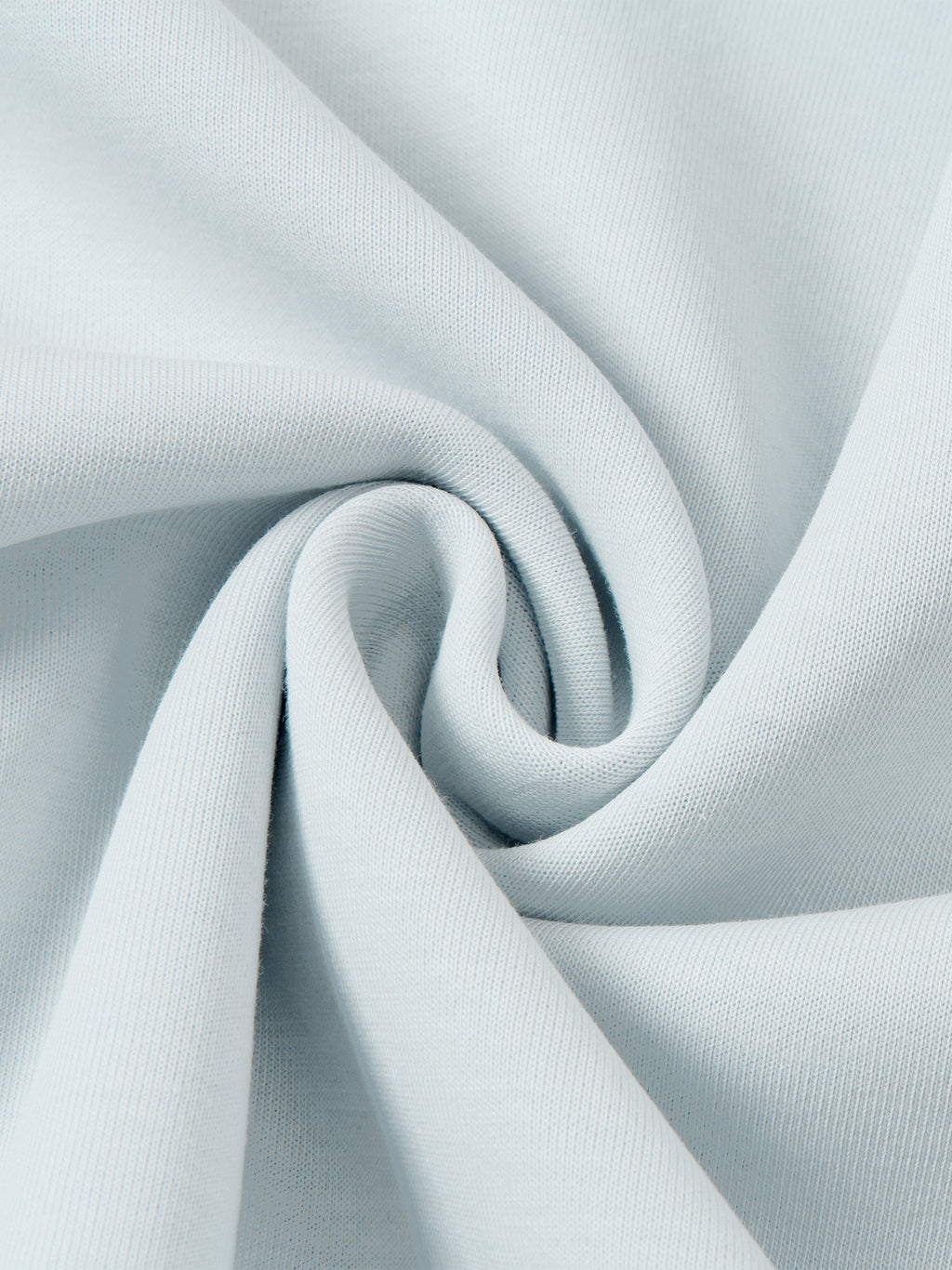 Light blue jacket fabric fold close-up showing soft drape and weave