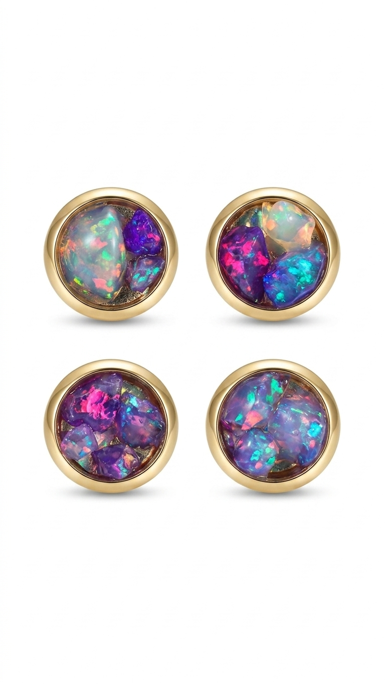 Ethiopian Purple Opal Stud earrings