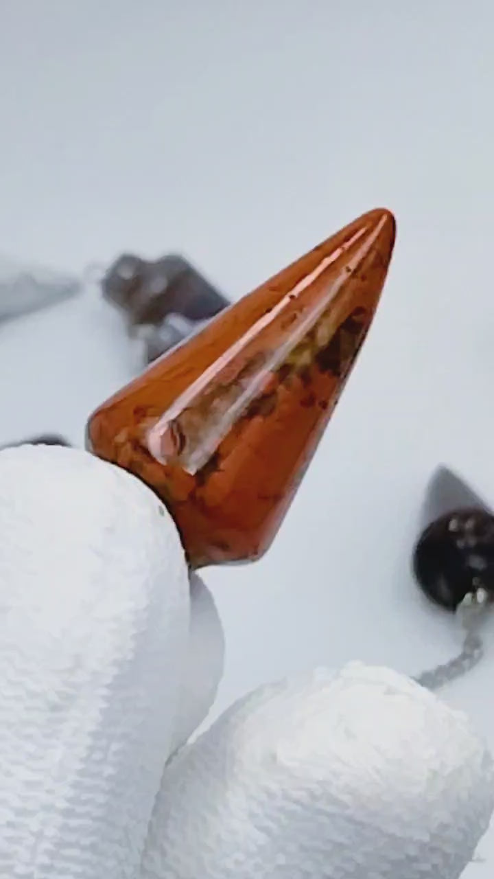 Natural Red Jasper Pendulum with Mystery Charm | Bag Charm