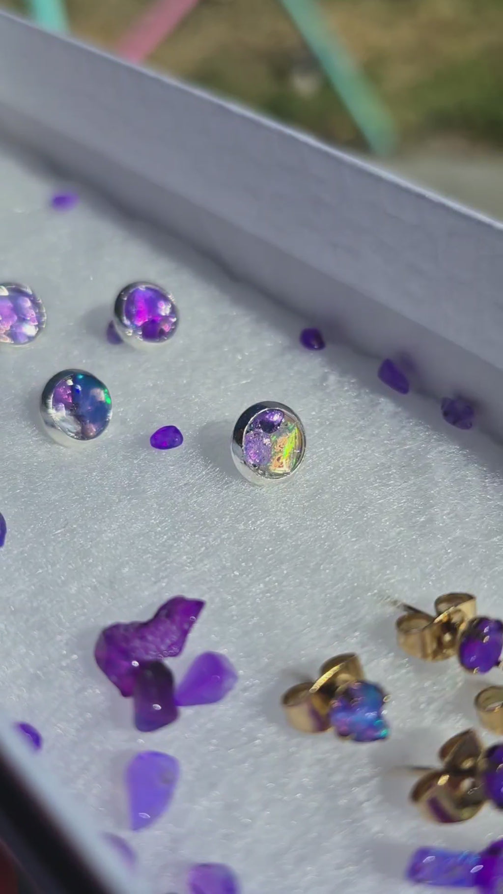 Ethiopian Purple Opal Stud earrings
