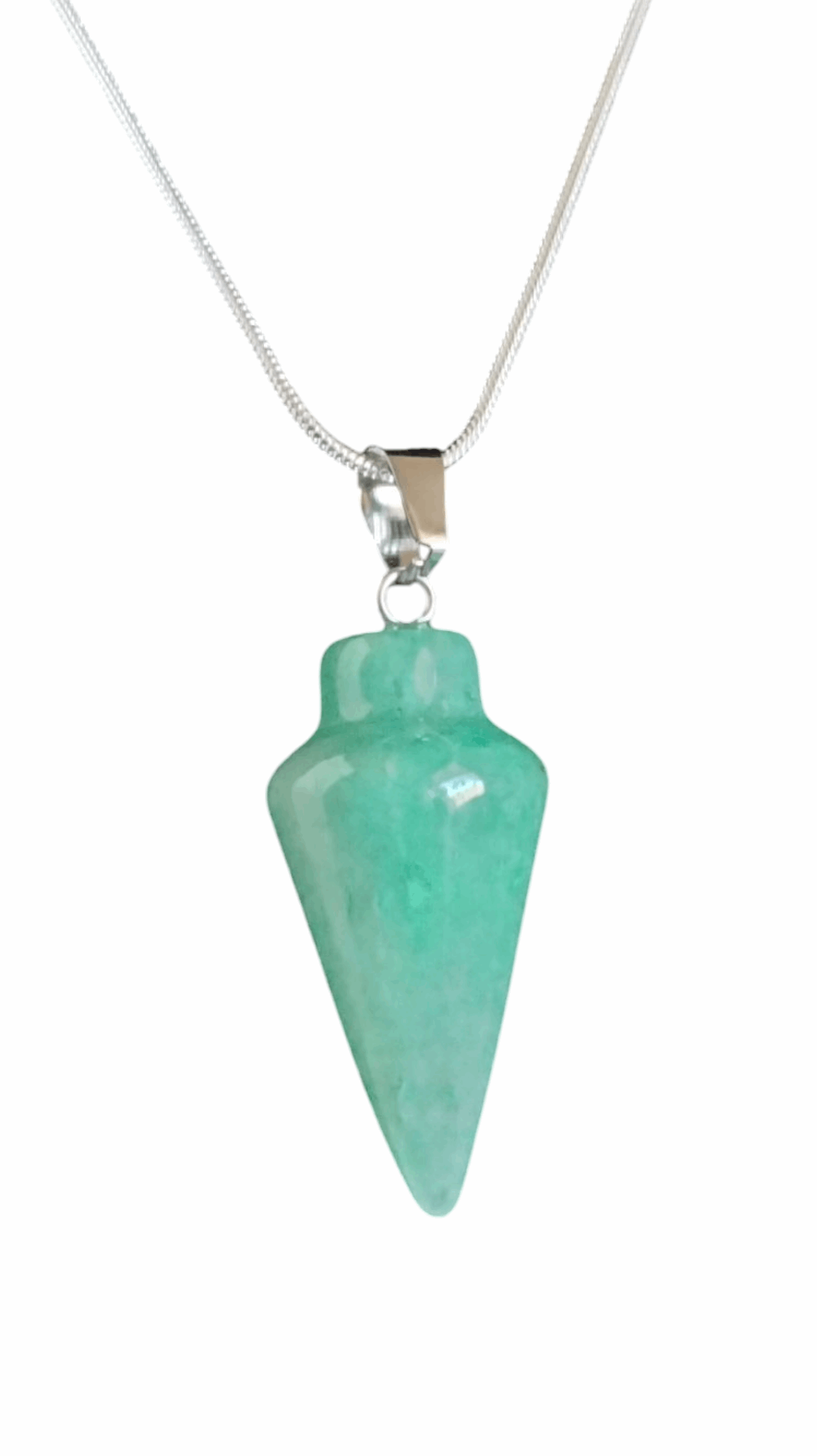 925 silver pendulum necklace with one mint green teardrop stone