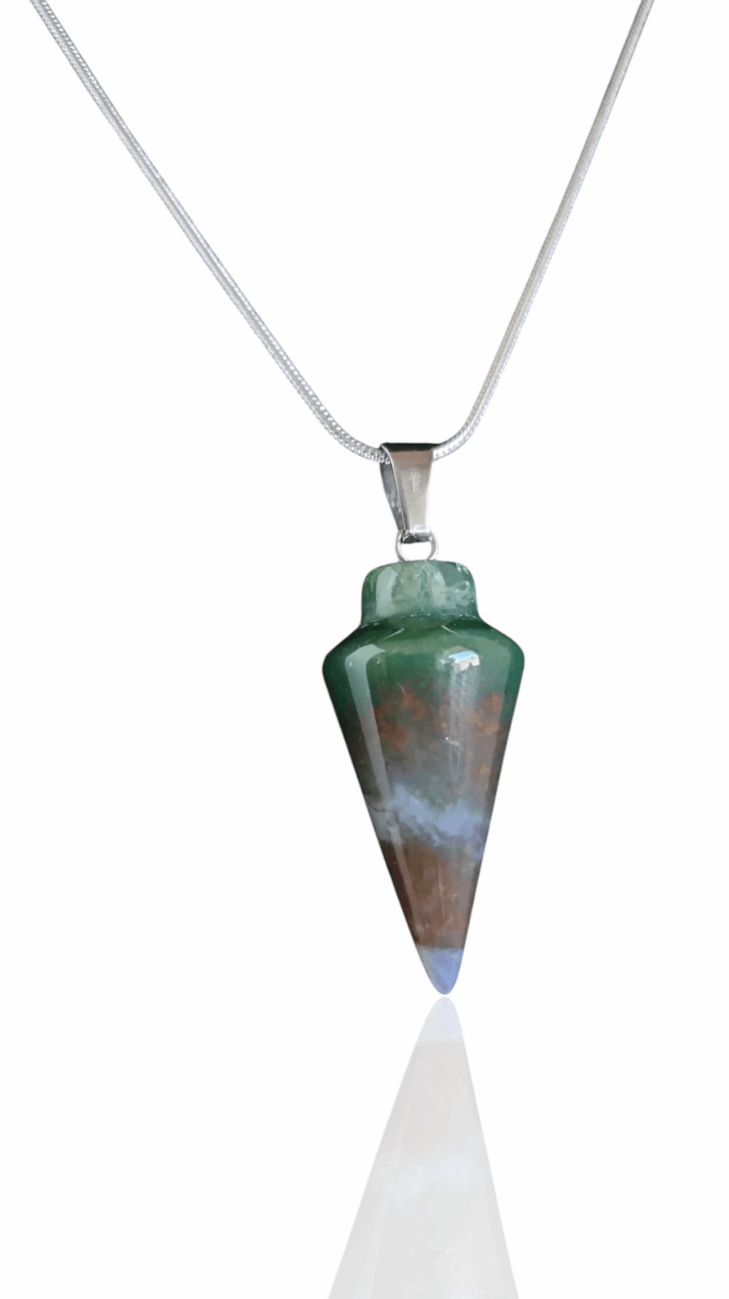 925 silver pendulum necklace with green blue stone pendant drop