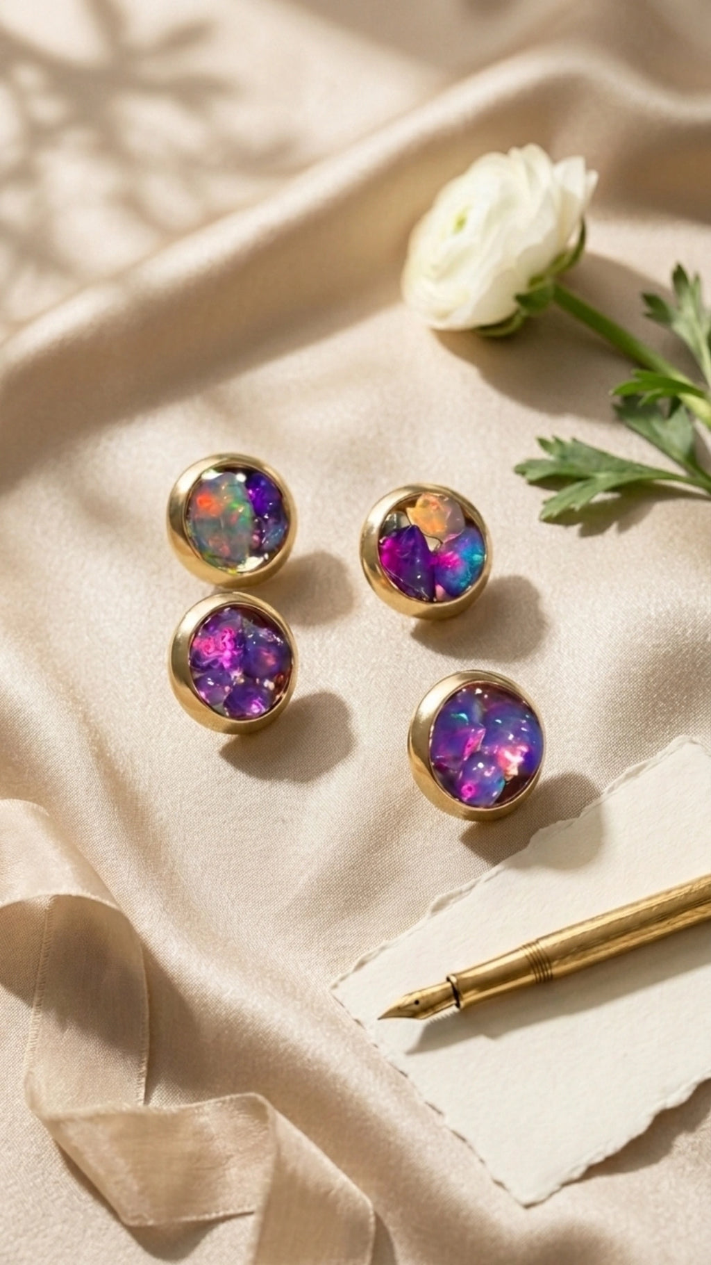 Ethiopian Purple Opal Stud earrings