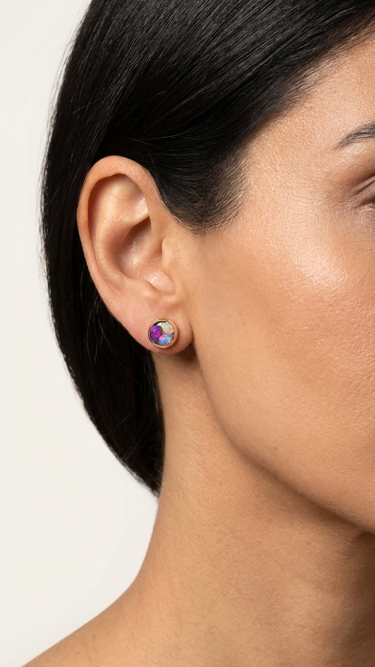 Ethiopian Purple Opal Stud earrings