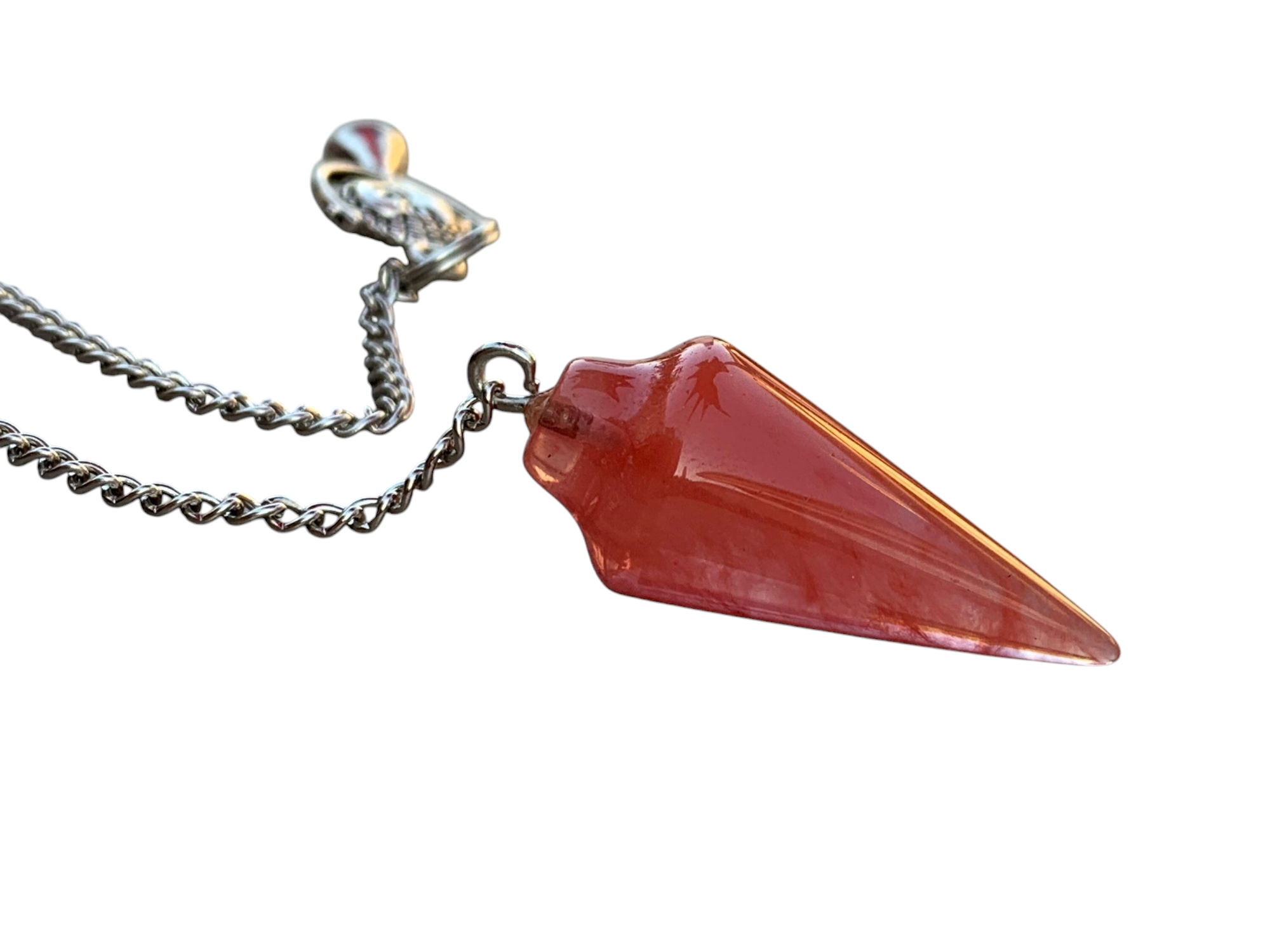 Cherry Quartz Pendulum with Mystery Charm | Bag Charm