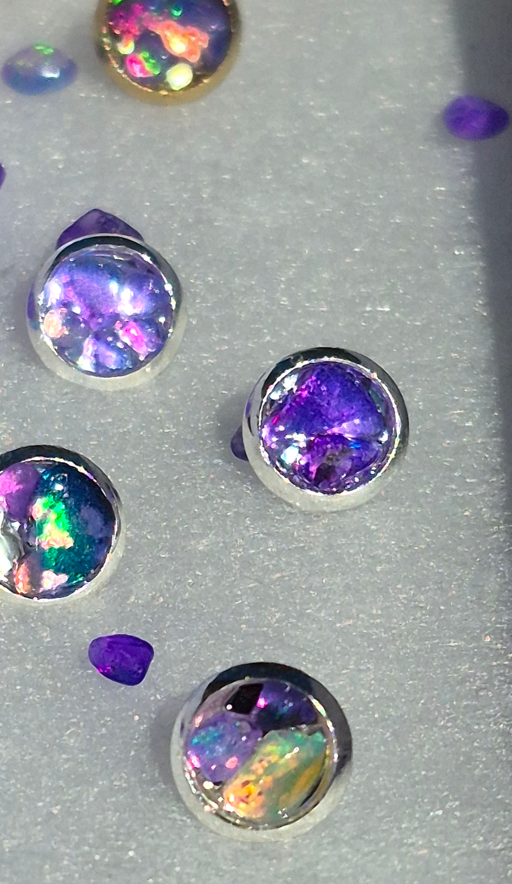 Ethiopian Purple Opal Stud earrings