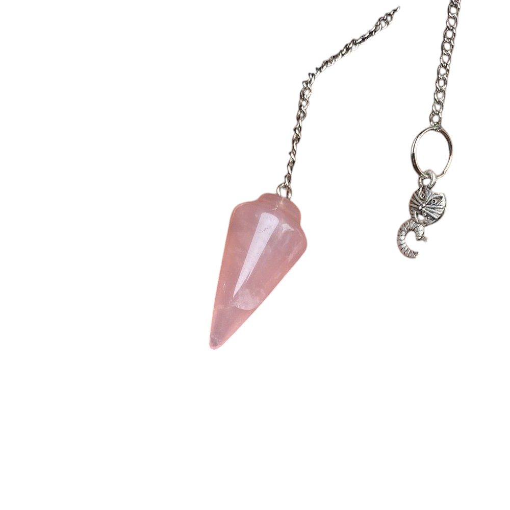 Natural Rose Quartz Pendulum with Mystery Charm | Bag Charm
